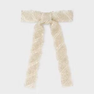 A NEW DAY | Seedbead Bow Hair Barrette Ivory NWT | HOLIDAY 🎁